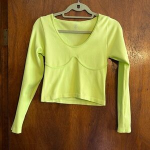 Lime Green Long Sleeve Stretch Crop
